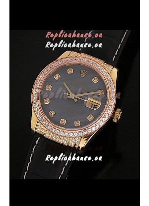 Rolex DateJust Swiss Mens Replica Yellow Gold Watch in Colorful Mother of Pearl Dial