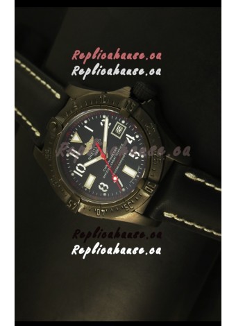 Breitling Seawolf PVD Coated Swiss Watch in Black Strap