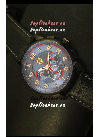 Scuderia Ferrari Heritage Chronograph Watch in Blue Dial Black Steel Case