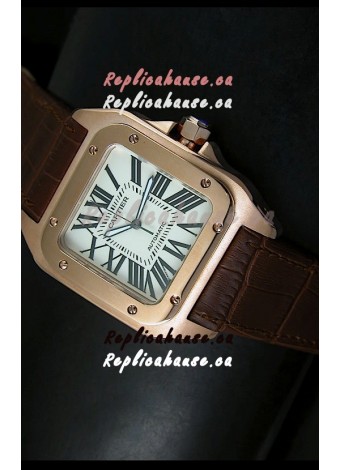 Cartier Santos 100 1:1 Mirror Replica Rose Gold Watch 42MM