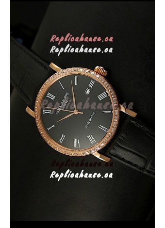 Patek Philippe Calatrava 5298 Swiss Replica Watch in Pink Gold Casing - Roman Hours