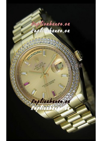 Rolex Day Date II 41MM Swiss Replica Watch - Gold Dial - 1:1 Mirror Replica Watch 