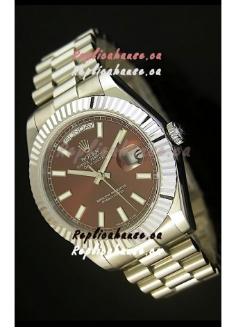 Rolex Day Date II 41MM Swiss Replica Watch - Brown Dial - 1:1 Mirror Replica Watch 