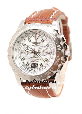 Breitling Chronograph Chronometre Replica Watch in Brown Strap