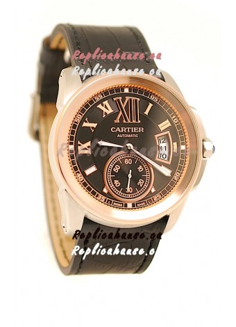 Calibre de Cartier Japanese Replica Pink Gold Watch 