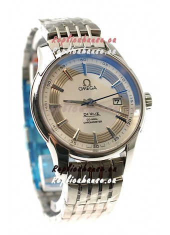 Omega Co Axial De Ville Hour Vision Swiss Replica Watch in White Dial
