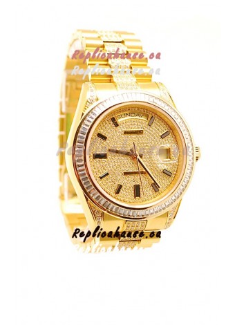 Rolex Day Date Swiss Watch in Yellow gold with Diamonds Dial