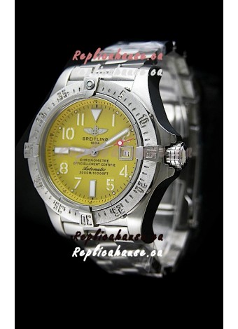 Breitling Chronomat Swiss Replica Watch in Steel Strap Yellow Dial