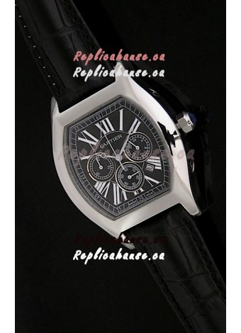 Cartier Tortue Japanese Replica Watch in Black Strap
