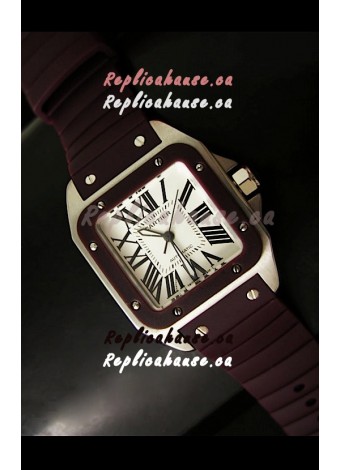 Cartier Santos 100 Swiss Automatic Replica Watch in Brown