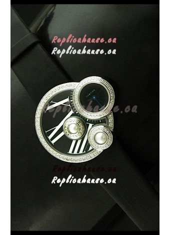 Cartier Jewellery Pearl Diamond Watch in Black Dial