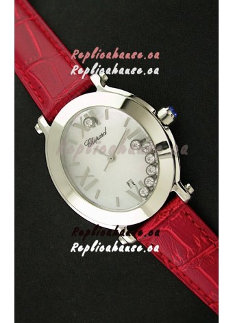 Chopard Happy Sport Ladies Japanese Replica Watch in Red Strap