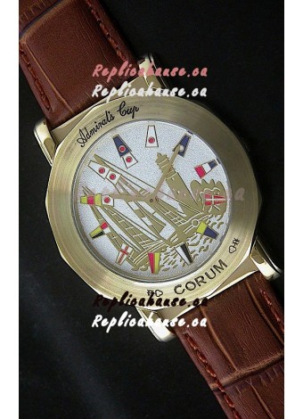 Corum Admiral's Cup Japanese Replica Watch in Brown Strap