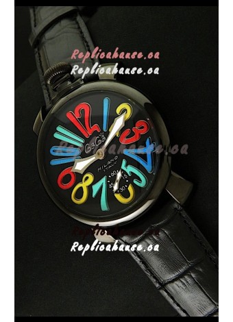 Gaga Milano Italy Japanese Replica PVD Watch in Multi Colour Arabic Markers
