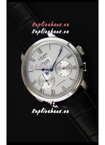 Glashuette Dual Sub Dial Japanese Replica Watch in White Dial