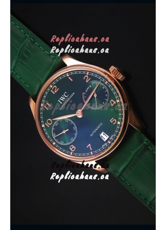IWC Portugieser Swiss 1:1 Mirror Replica Watch Green Dial Rose Gold Case Watch