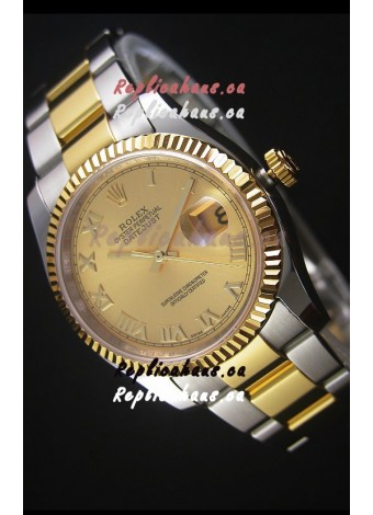 Rolex Datejust Replica Watch Gold Roman Dial in 36MM with 3135 Swiss Movement 