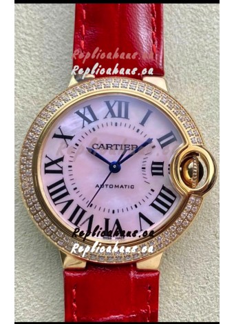 Ballon De Cartier Swiss Automatic 1:1 Mirror Quality 33MM in Rose Gold Pink Pearl Dial