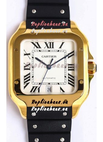 Santos De Cartier Yellow Gold Casing 1:1 Mirror Swiss Replica Watch 40MM