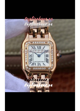 Cartier PANTHERE Edition 1:1 Mirror Swiss Watch Rose Gold White Dial - Diamonds Bezel
