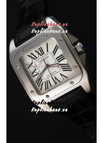 Cartier Santos De Cartier 1:1 Mirror Replica Black Strap 33MM Ladies Watch 