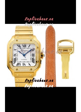Cartier "Santos De Cartier" Mens XL 1:1 Mirror Replica Watch in Yellow Gold Casing
