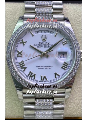 Rolex Day Date Presidential M128349RBR-0026 904L Steel 36MM - White Roman Dial 1:1 Mirror Quality