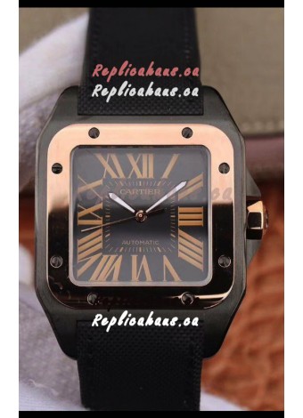 Cartier Santos Titanium Casing Watch in Rose Gold Bezel 1:1 Mirror Quality - Automatic Movement