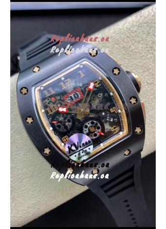 Richard Mille RM011 Felipe Massa 1:1 Mirror Quality One Piece Black Ceramic Rose Gold Watch 