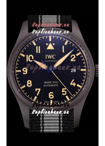 IWC Pilot's MARK XVIII Heritage 1:1 Swiss Watch 904L Steel Casing Black Matte Finishing