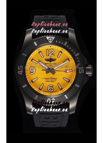 Breitling Superocean Automatic 46 Black Steel - Yellow Dial in DLC Coated Casing 