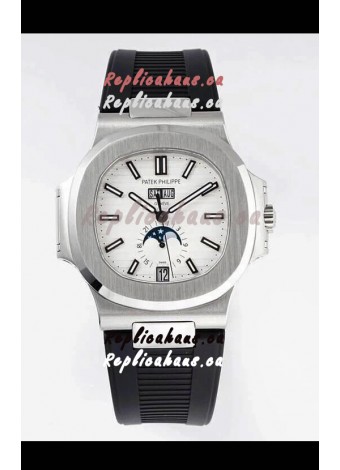 Patek Philippe Nautilus 5726A 1:1 Mirror Swiss Watch White Dial Rubber Strap