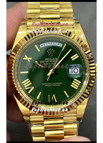 Rolex Day Date Presidential 18K Yellow Gold Watch 40MM - Green Dial 1:1 Mirror Quality