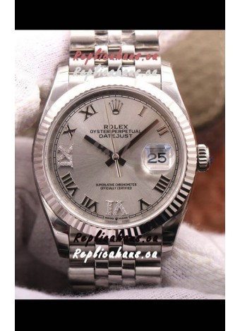 Rolex Datejust 36MM Cal.3135 Movement Swiss Replica Watch in 904L Steel Grey Dial 