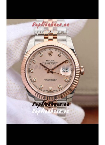 Rolex Datejust 41MM Cal.3135 Movement Swiss Replica Watch in 904L Steel Two Tone Champange Dial