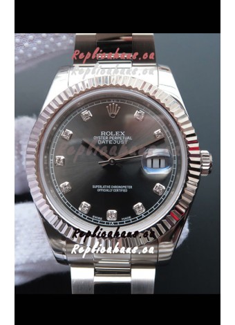 Rolex Datejust 41MM Cal.3135 Movement Swiss Replica Watch in 904L Steel Pearl Grey Dial 