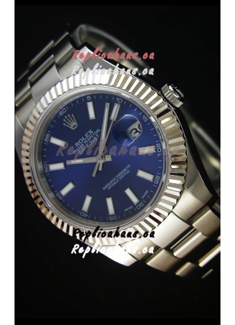 Rolex Datejust Japanese Replica Watch - Blue Dial in 41MM with Oyster Strap