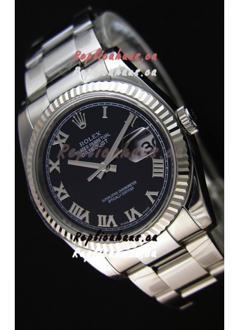 Rolex Datejust Japanese Replica Watch - Black Dial in 36MM with Oyster Strap
