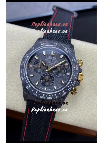 Rolex Daytona DiW Black & Gold Carbon Edition Watch - Forged Cabon Casing 1:1 Mirror Replica