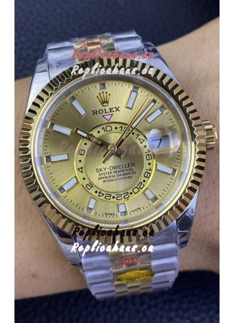 Rolex Sky-Dweller REF# M336933 Gold Dial Watch in Yellow Gold 904L Steel Case 1:1 Mirror Replica