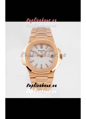 Patek Philippe Nautilus 5711/1R-001 1:1 Mirror Replica in 904L Steel Rose Gold White Dial