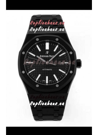Audemars Piguet Royal Oak PVD Coated Swiss Replica Watch 3120 Swiss Movement - Black Dial 