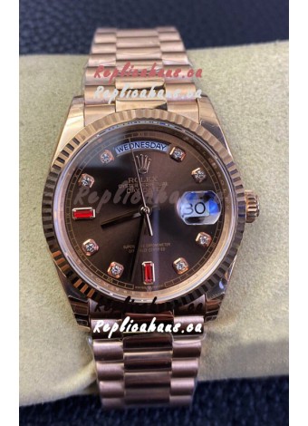 Rolex Day Date 36MM 118235 Rose Gold in Brown Dial 1:1 Mirror Replica Watch