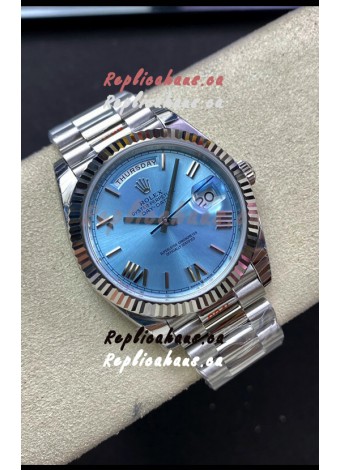 Rolex Day Date M228236-0012 904L Steel 40MM - Ice Blue Dial 1:1 Mirror Replica