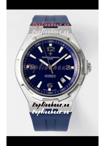 Vacheron Constantin Overseas 1:1 Mirror Swiss Replica Watch in Steel Blue Dial - Rubber Strap