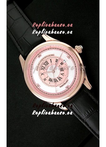 Montblanc Pure Mechanique Horlogere Swiss Replica Rose Gold Watch in Mop Pink Dial