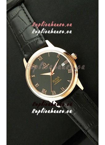 Omega DeVelie Co-Axial Chronometer Japanese Rose Gold Watch in Black Dial