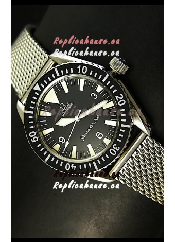 Omega Seamaster 300 Black Dial Swiss Watch with Mesh Strap