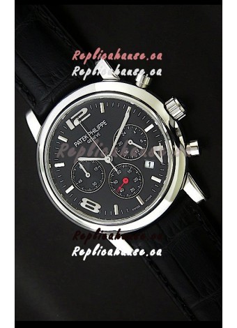 Patek Philippe Perpetual Calender Japanese Steel Watch in Black Dial
