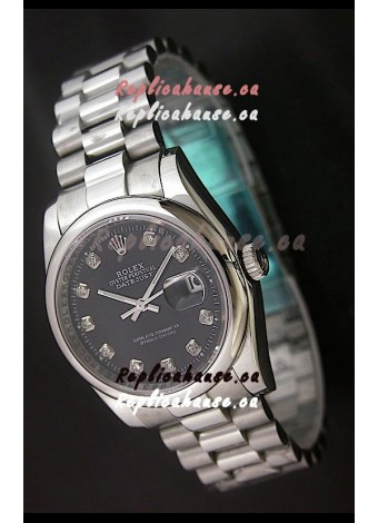 Rolex Datejust Oyster Perpetual Diamonds Swiss Watch in Black Dial